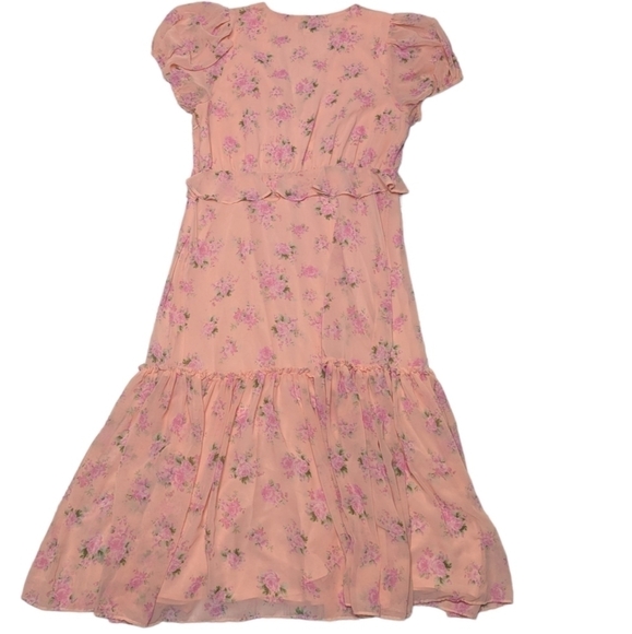 Loveshackfancy Target Womens Dress Pink Floral Barbie Prairie Fleur Midi Size 14 - Picture 11 of 16